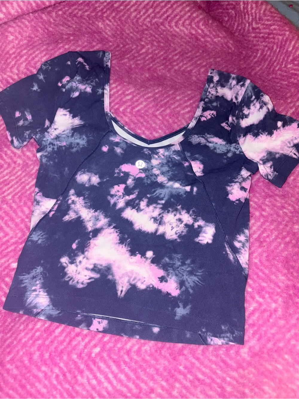 lululemon athletica Pink & Navy Tie-Dye Short Sleeve Tee